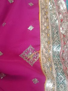 Elegant Pink Saree with Embroidery