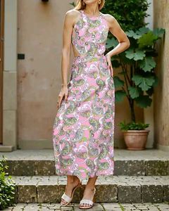 Shisn Pink Paisley Halter long dress