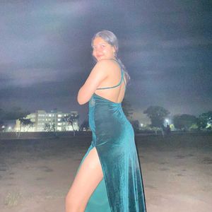 Green Velvet Mini Dress