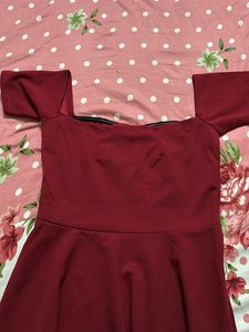 Burgundy Off-Shoulder Dress