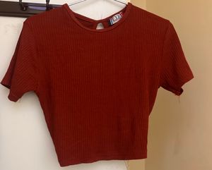 Maroon Red Open Back Crop Top