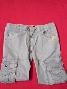 Gray Cargo Pants With waist chain