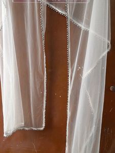 White Net Dupatta With Beautiful Less