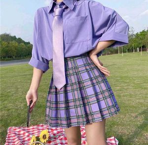 Purple Plaid Korean Skirt