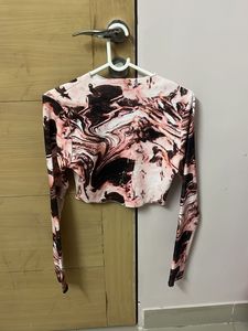 Trendy Marble Print Long Sleeve Top