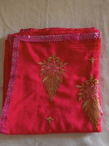 Elegant Red Embroidered Saree