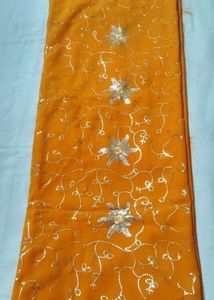 Orange Sitara Jaal Saree With Blouse