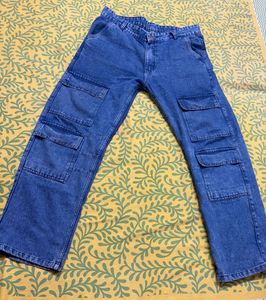 Blue Denim Cargo Pants