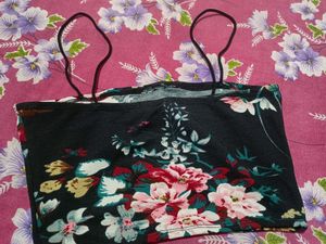 Shein Noodle Strap Floral Crop Top