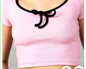 Pink Ribbed Crop Top
