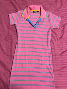 Striped Polo Midi Dress