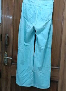 Ice Blue Women Wide Leg Denim Jeans