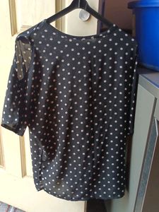 Black Top With White Polka Dots For Sale
