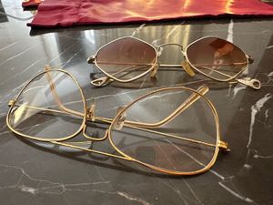 Combo Of 2 Golden Frame Glasses And Sunglasses