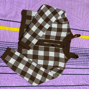 Checkered two piece Knit Cardigan