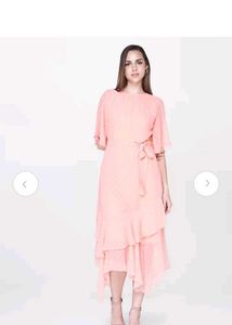 Peach Fit And Flare Dress