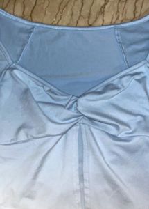 Blue Satin Silk Twist Crop Top