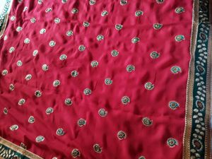 Bright Red Saree For Festivals