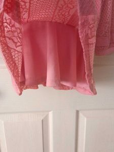 Pink Lace Peplum Top