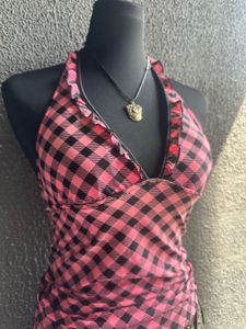 Pink Plaid Halter Top