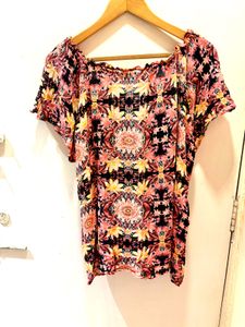 Floral Print Peasant Top