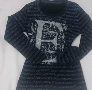 &#34;E&#34; letter  Aesthetic  Vintage Striped Top