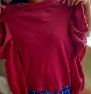 Red Puff Sleeve Top