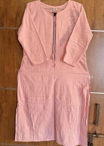 Peach Striped Kurti with Detail