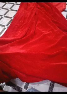 Red Velvet shehneel Fabric 4 meter 1.7 mtr width