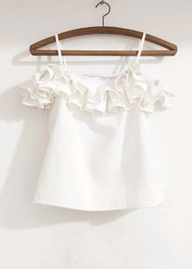 Cute Off Shoulder Frill Top