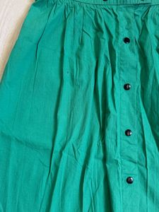 Green Button-Down Midi Skirt