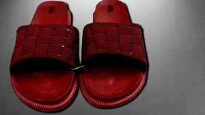 Burgundy Woven Slide Sandals