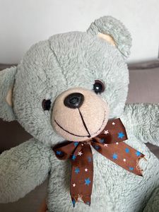 Blue Teddy Bear with Star Ribbon