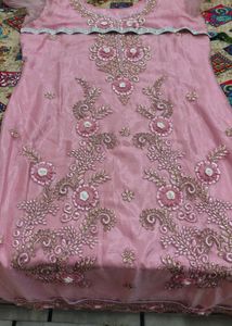 Blush Pink Embroidered Plazo Suit