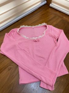 Pink Couquette Long Sleeve Top