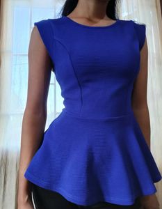 Cobalt Blue Peplum Top