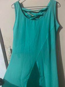Elegant Teal Maxi Long top With Slit