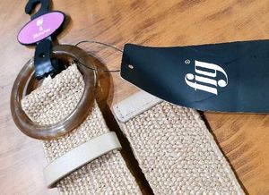 Woven Black &amp; Beige Belt with Buckle (Combo)