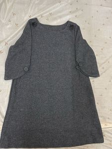 Gray Button Detail Mini Dress