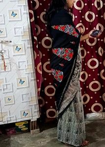 Elegant Red, Black Embroidered Saree