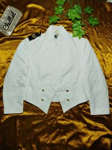 White Cropped Military Jacket