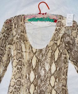 Brown Snake PrintVisit Stretch Jersey Dress