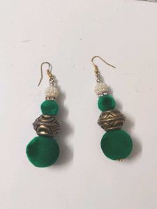 Green Velvet Dangle Earrings