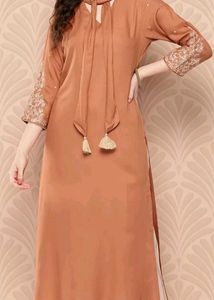 Elegant Brown Embroidered Kurta