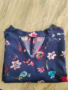 Floral Print Blue Top
