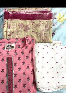 Sabyata Kurta Set - Pink Floral Design