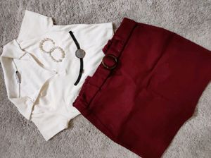 Maroon Korean Mini Skirt