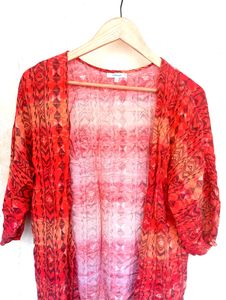 Coral Orange Black Designer Shrug (Women)