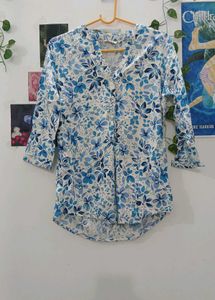 Blue Floral Blouse