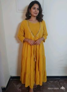 xxl Elegant Yellow double layer  Kurta
